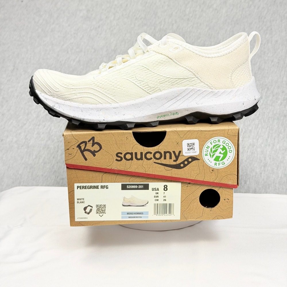 Saucony Peregrine RFG Mens White Blanc Trail Running Shoes S20869-201 Sz 8 BNIB